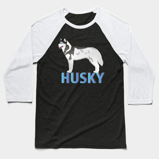 Lively Husky Dog Side View Baseball T-Shirt by NorseTech